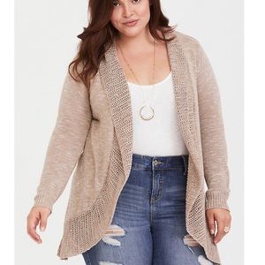Torrid Tan Mixed Stitch Shawl Cardigan